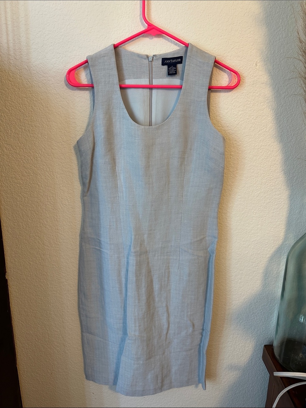 VINTAGE 90s Ann Taylor Pale Blue Sleeveless Linen-Blend Midi Dress